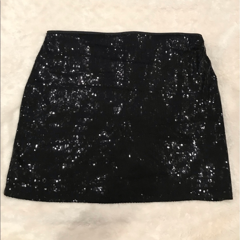 WHBM Black Sequin Mini Skirt (NWOT)